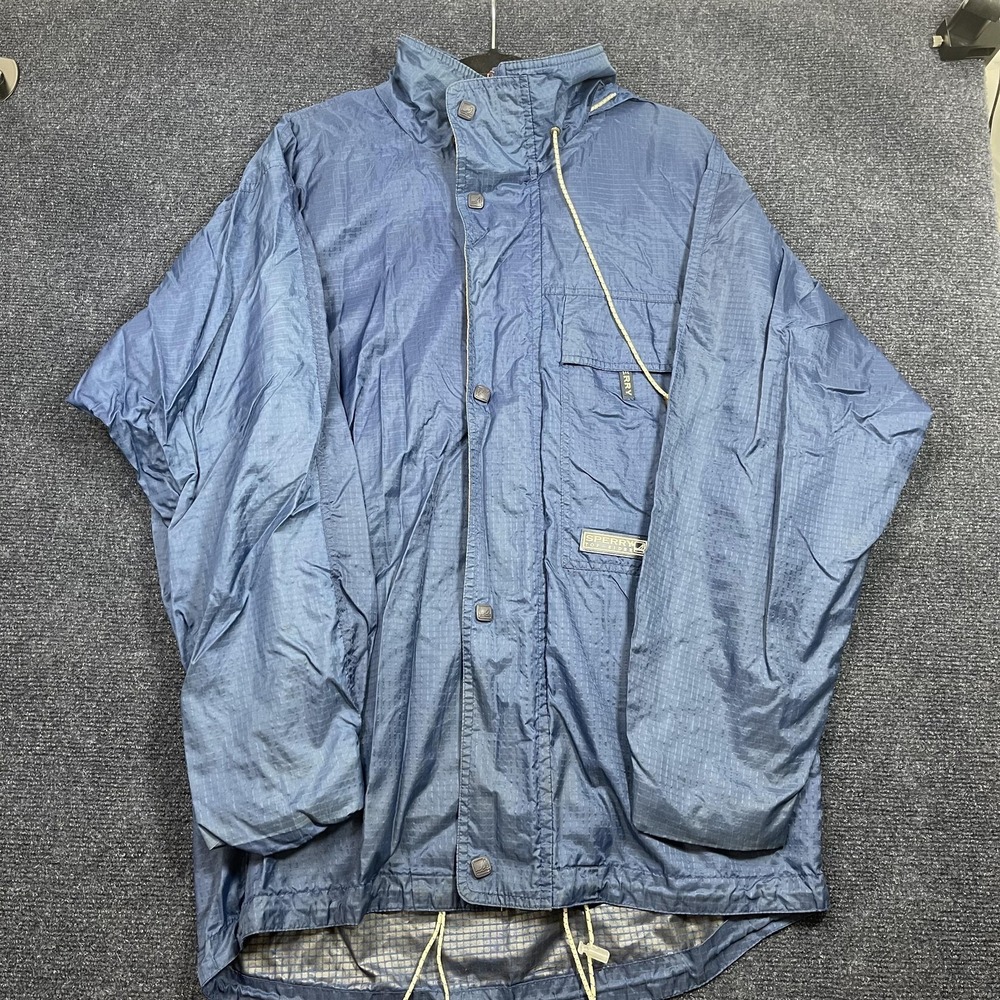 Sperry Top-Sider Jacket Mens Small Blue Nylon Windbreaker Full Zip Nautical